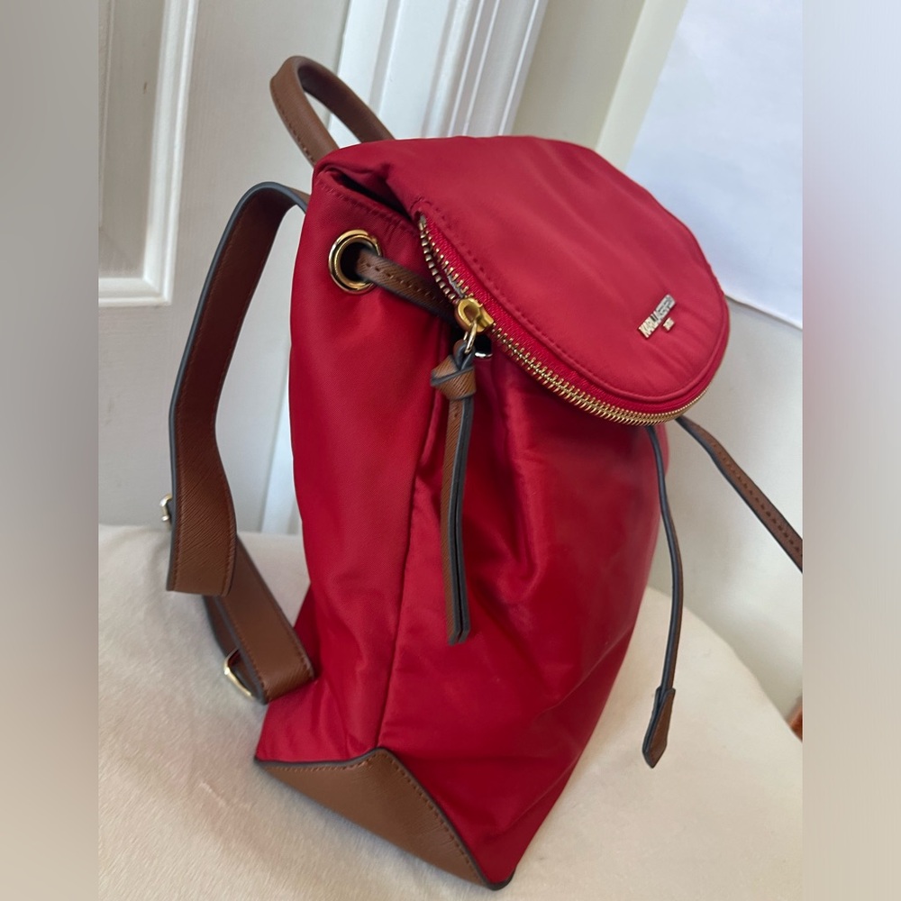 Karl Lagerfeld Cherry Red Backpack with Brown Accents EUC - Picture 2 of 9
